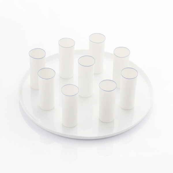 UPSIDE DOWN champagne beaker + disk plate flat