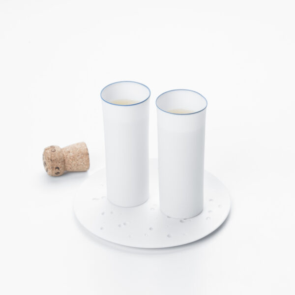 UPSIDE DOWN champagne beaker + nightsky plate flat